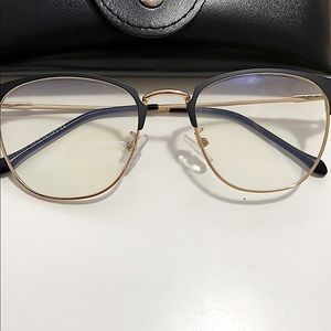 Metal frame blue light glass